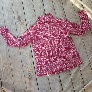 Vineyard Vines‎ Performance Sz Large Pink White Medallion Quarter Zip Pullover